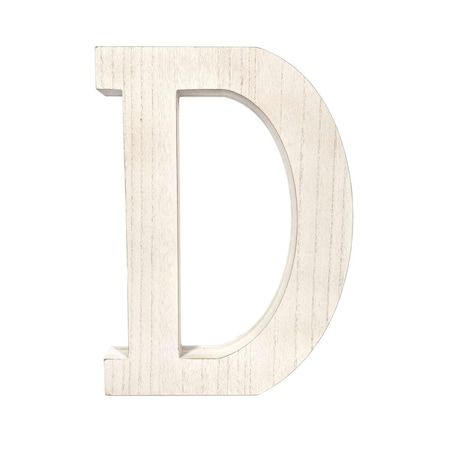 Palacedesigns 16 in. Distressed Wooden Initial Letter D Sculpture, White Wash PA3110703
